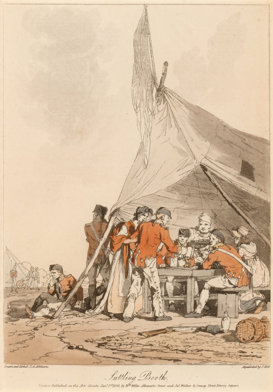 Suttling Booth, 1808 por volta de de John Augustus Atkinson