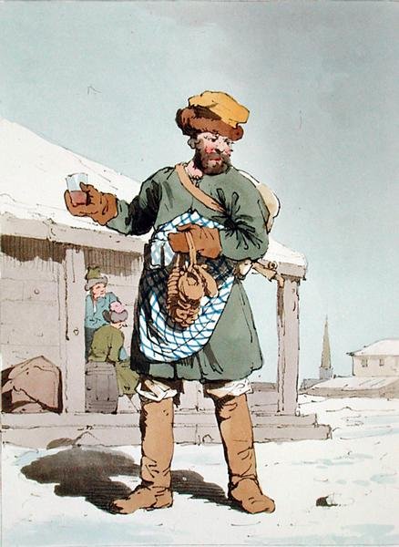 Zbitenshik, gravada pelo artista, publicada em 1804 (cor litho) de John Augustus Atkinson