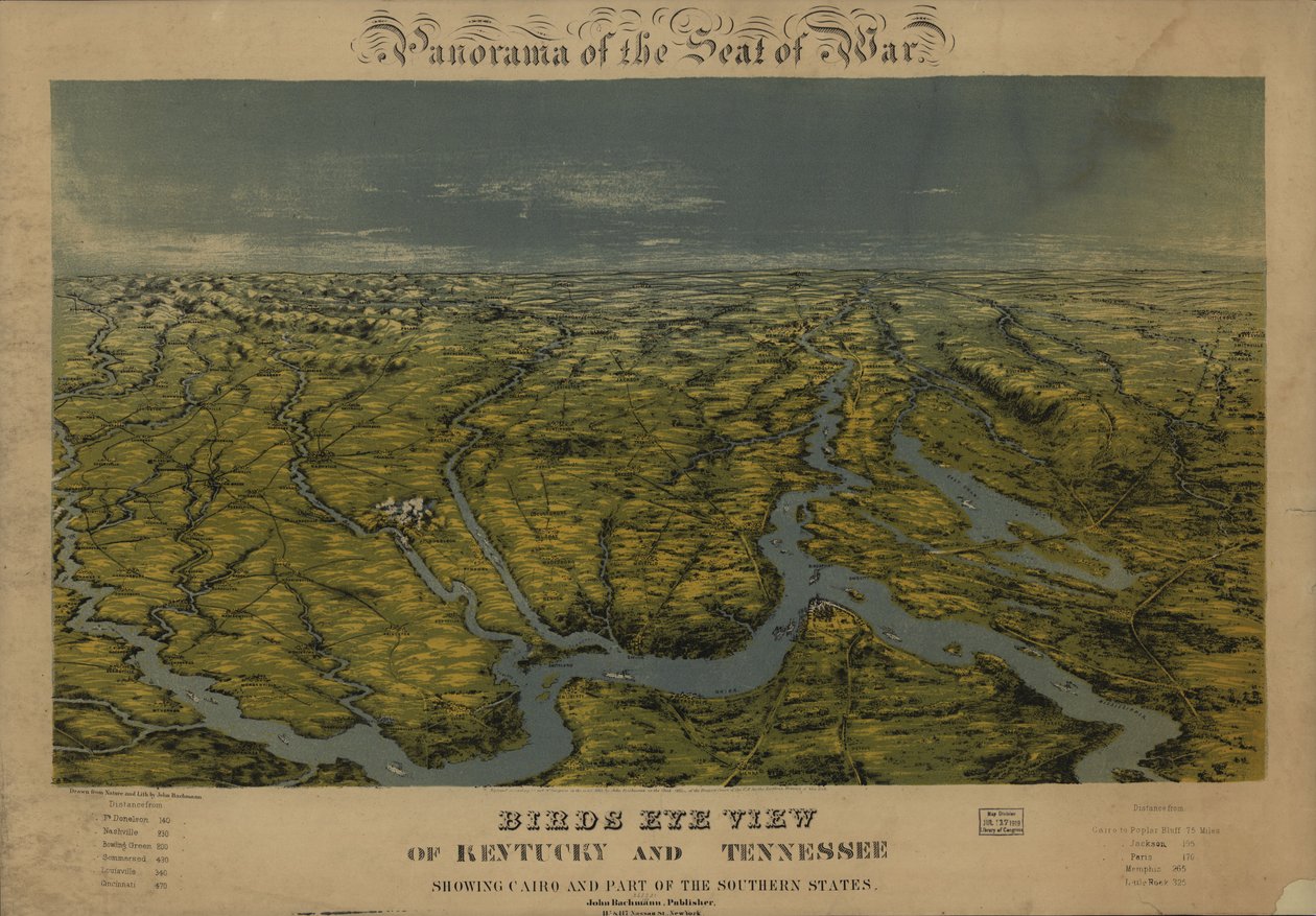 Vista aérea do Kentucky e do Tennessee, mostrando o Cairo e parte dos estados do sul. LOC 99447069 de John Bachmann