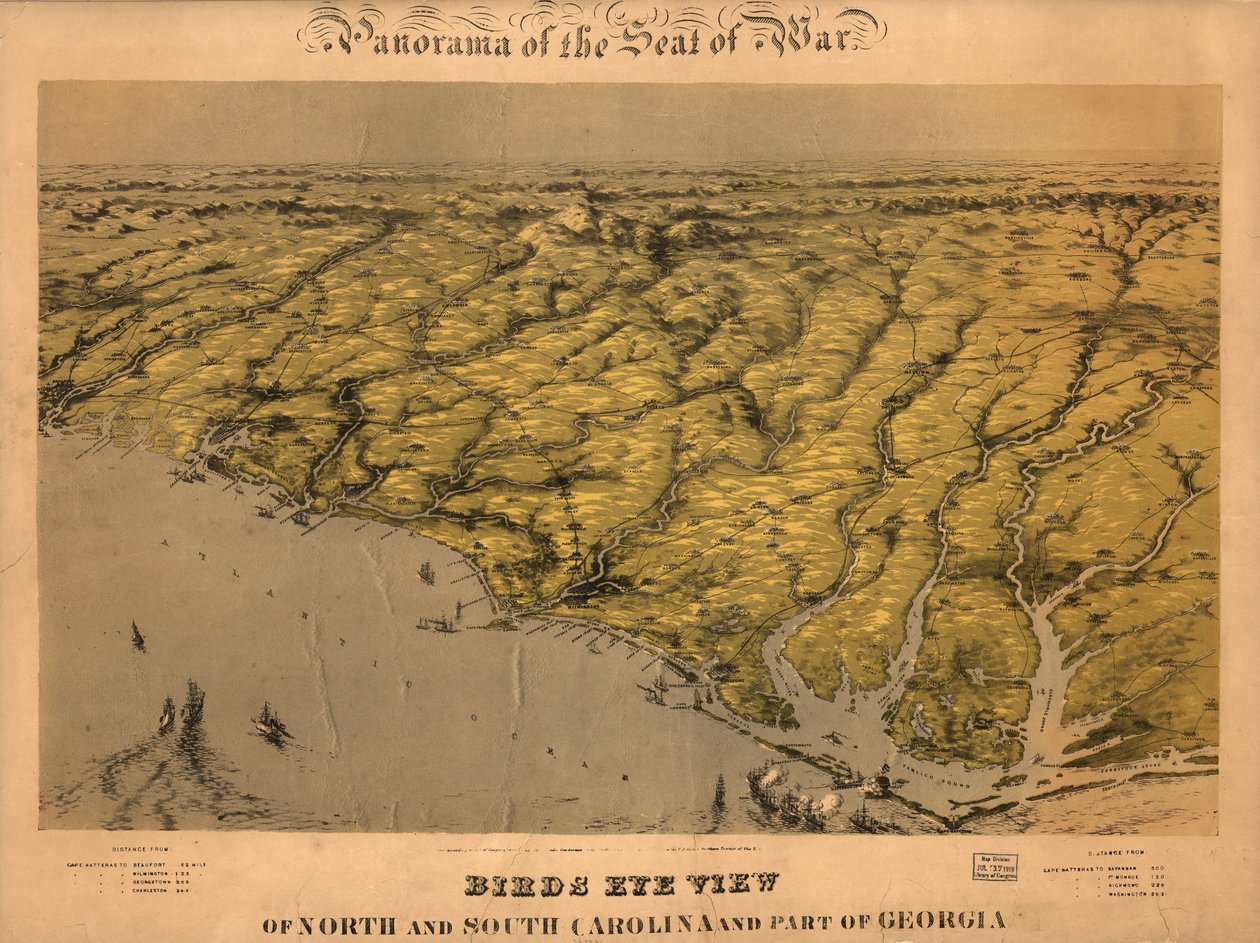 Vista aérea da Carolina do Norte e do Sul e de parte da Geórgia. LOC 99447447 de John Bachmann