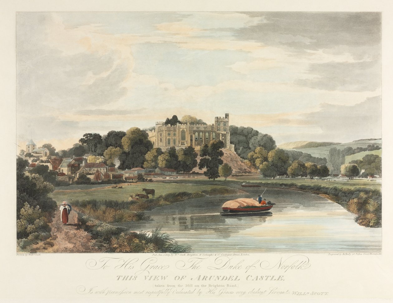 Esta Vista do Castelo de Arundel, 1819. de John Baily