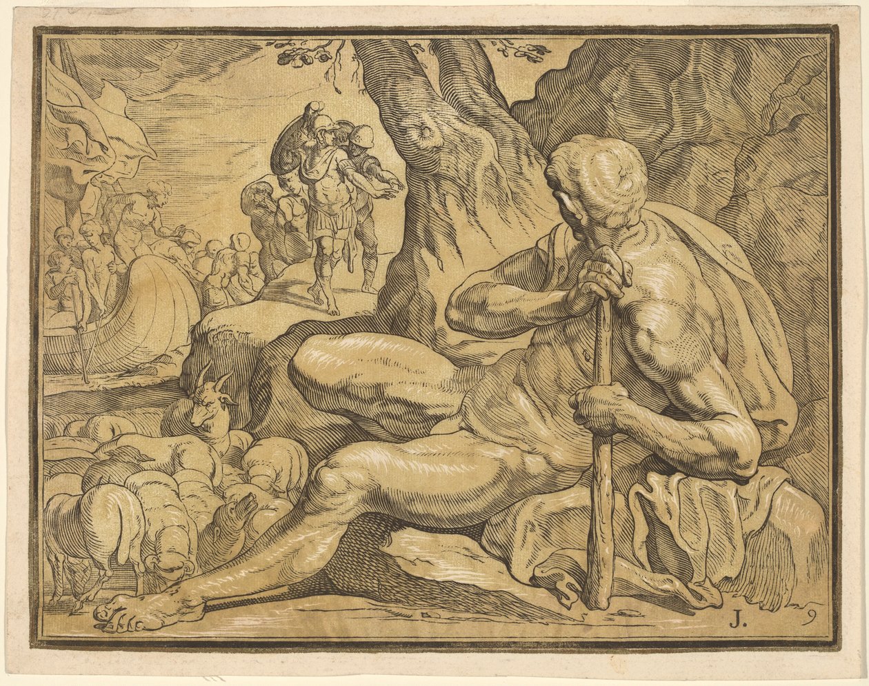 Ulisses e Polifemo de John Baptist Jackson, after Francesco Primaticcio