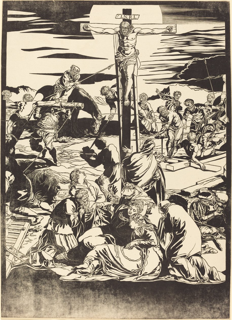 A Crucificação [placa central] de John Baptist Jackson after Jacopo Tintoretto