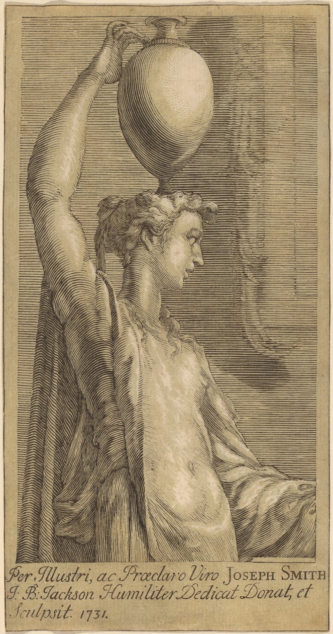Mulher em pé segurando uma jarra na cabeça de John Baptist Jackson, after Parmigianino