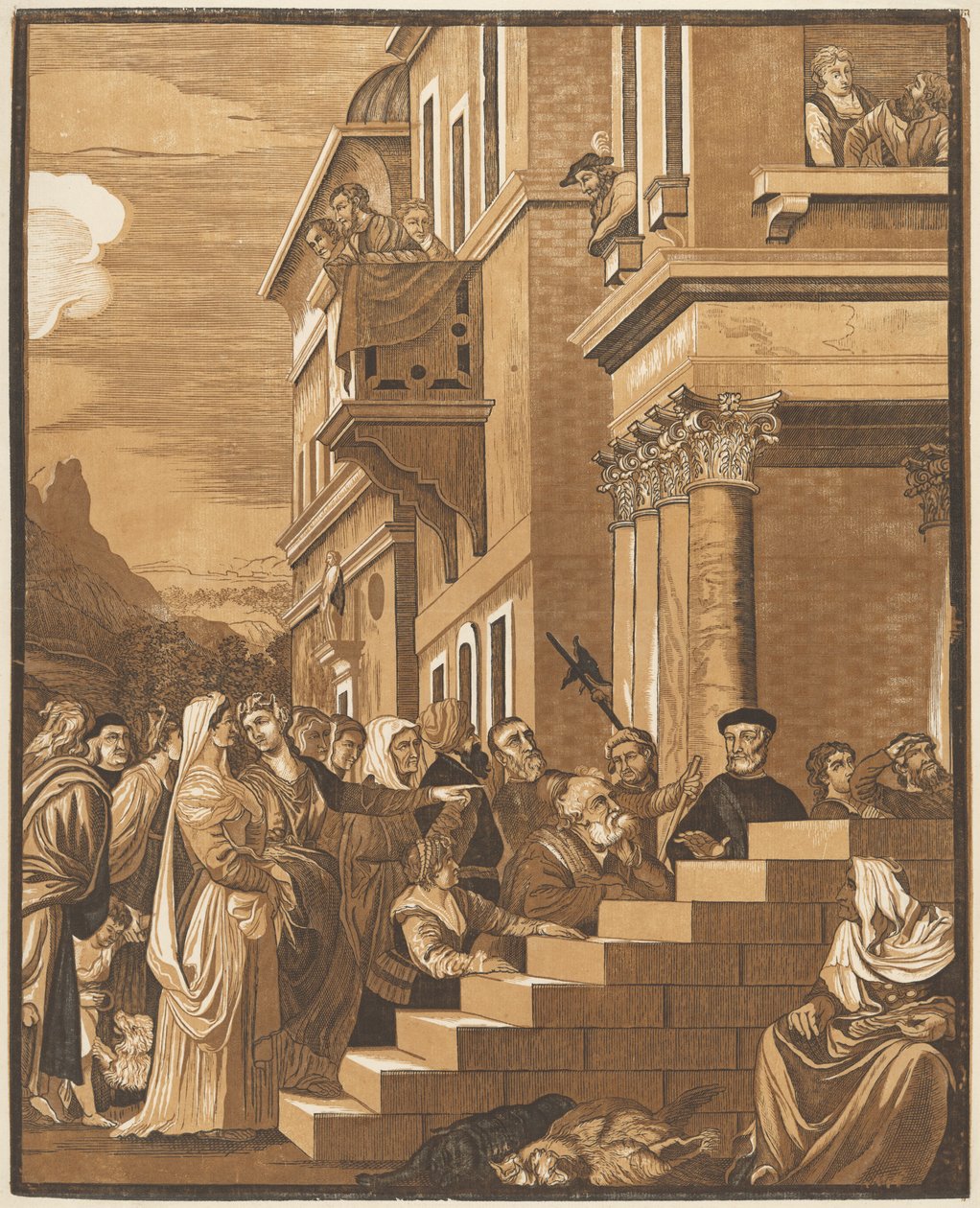 Apresentação da Virgem no Templo (Painel Central) de John Baptist Jackson after Titian