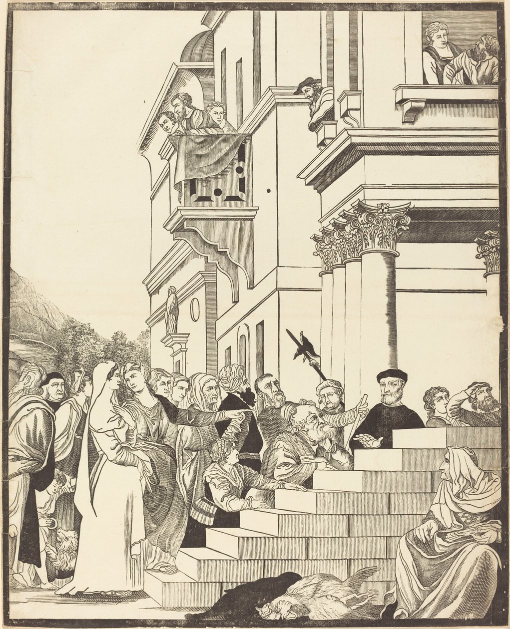 Apresentação da Virgem no Templo [placa central] de John Baptist Jackson after Titian