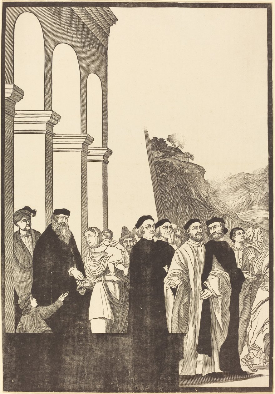 Apresentação da Virgem no Templo [placa esquerda] de John Baptist Jackson after Titian