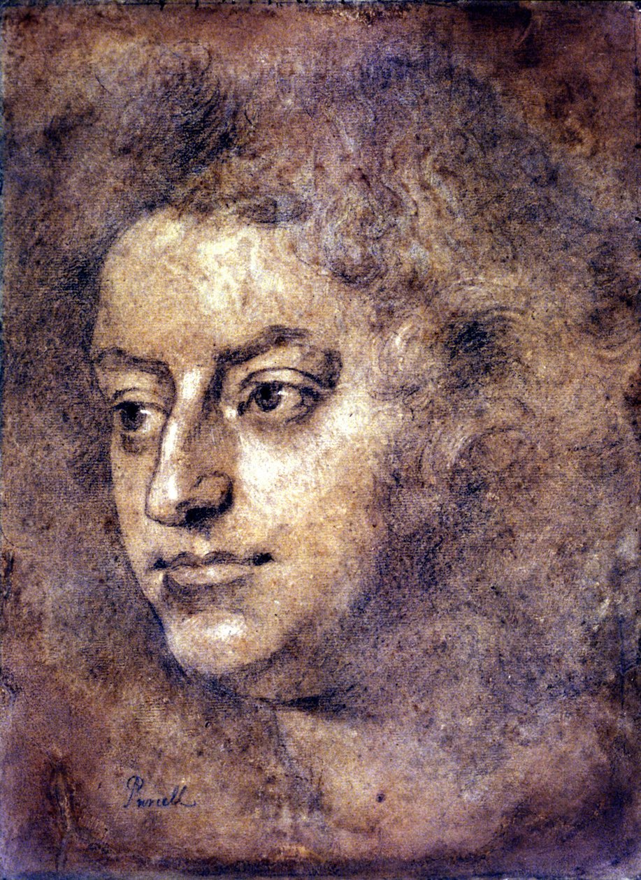 Retrato de Henry Purcell (1659 - 1695), compositor inglês. Pintura atribuída a Sir John Closterman. Giz preto. 1695. Londres, Galeria Nacional de Retratos. de John Baptiste Closterman