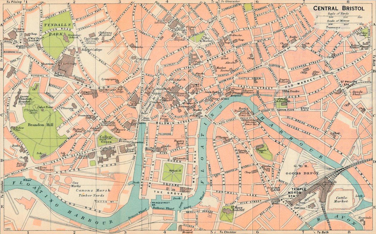 Bristol Central c20th Century de John Bartholomew