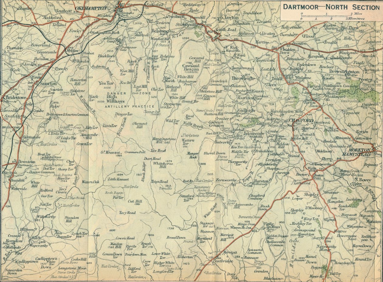 Dartmoor - seção norte, século c20 de John Bartholomew