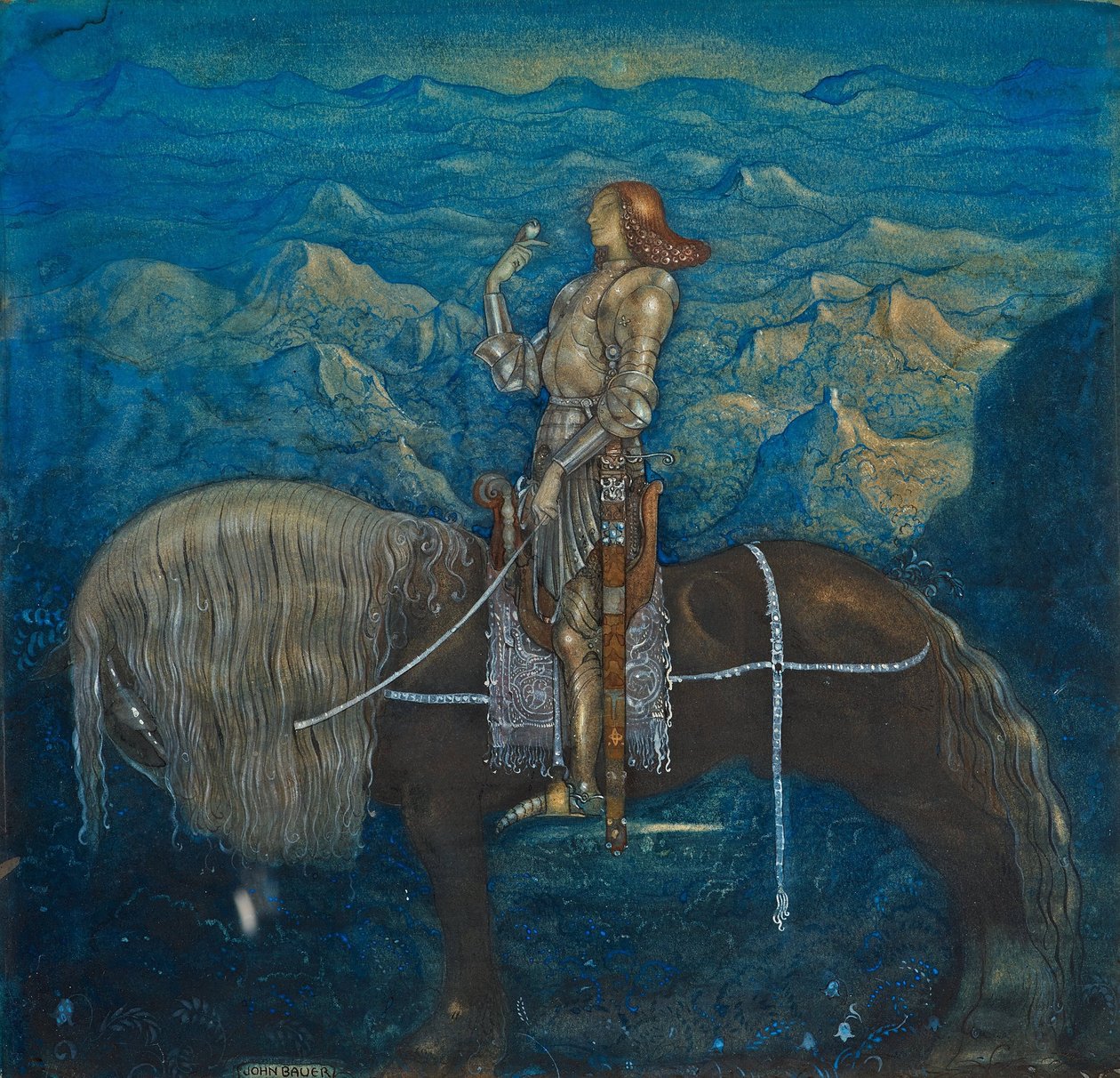 Um cavaleiro. Entre Gnomos e Trolls par Bauer, John (1882-1918) de John Bauer