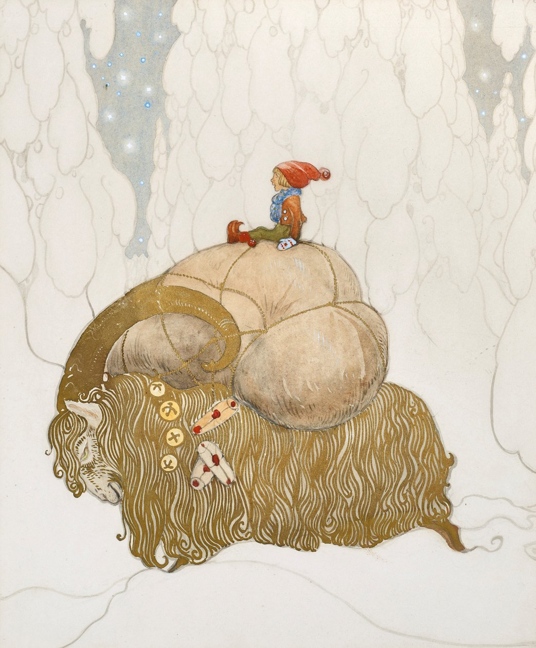 A canção de Natal do bode de Natal, 1912. de John Bauer