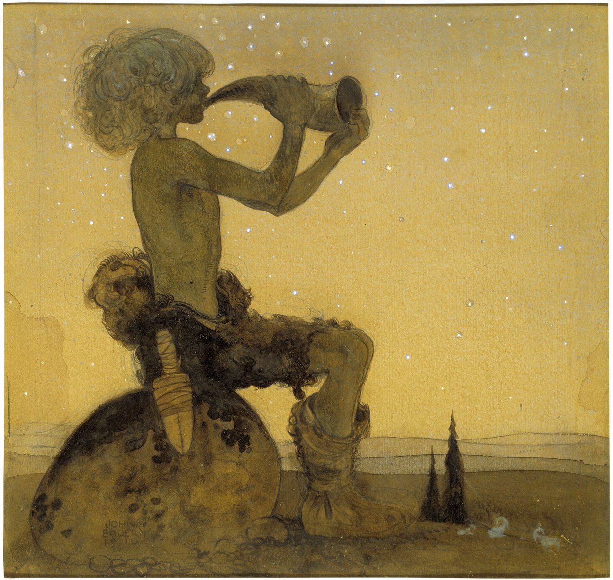 Vill Vallareman, le berger feerique - Vill-Vallareman, de Bauer, John (1882-1918). Aquarela sobre papel de John Bauer