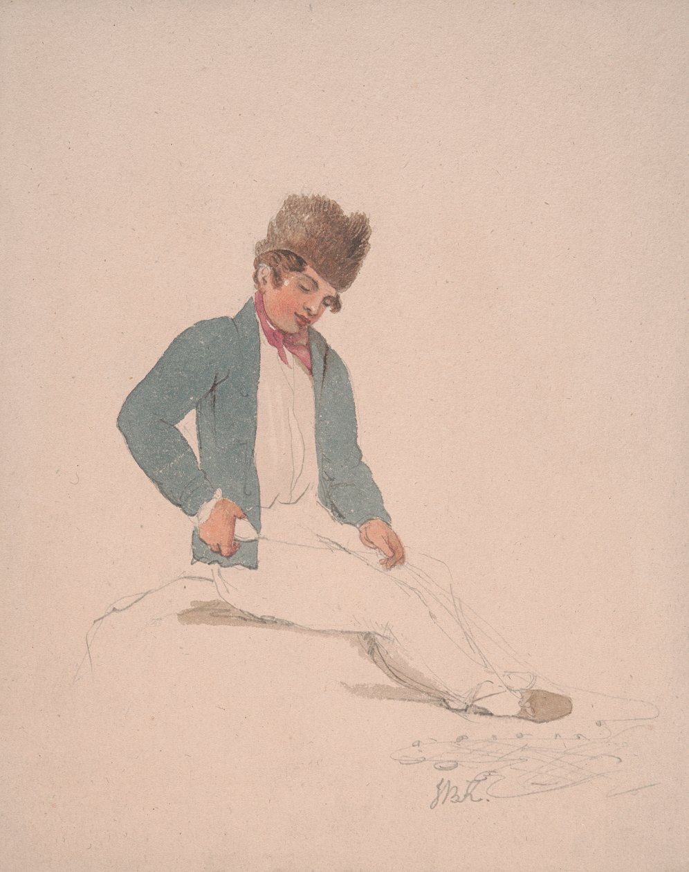 Retrato de um jovem num chapéu de pele de John Baverstock Knight