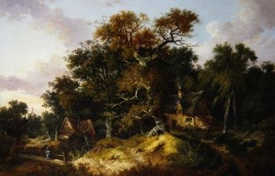 Casas de campo arborizadas de John Berney Ladbrooke