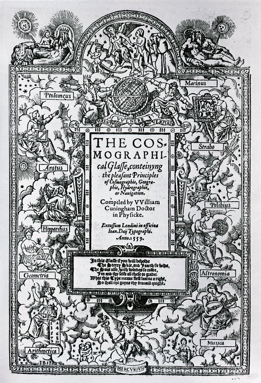 Título do The Cosmographical Glass, 1559 de John Bettes