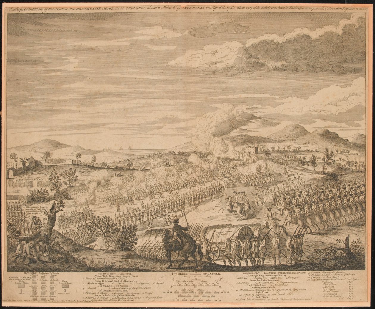  Uma representação da batalha em Drunmossie [sic] Moor perto de Culloden , 16 de abril de 1746 de John Bowles