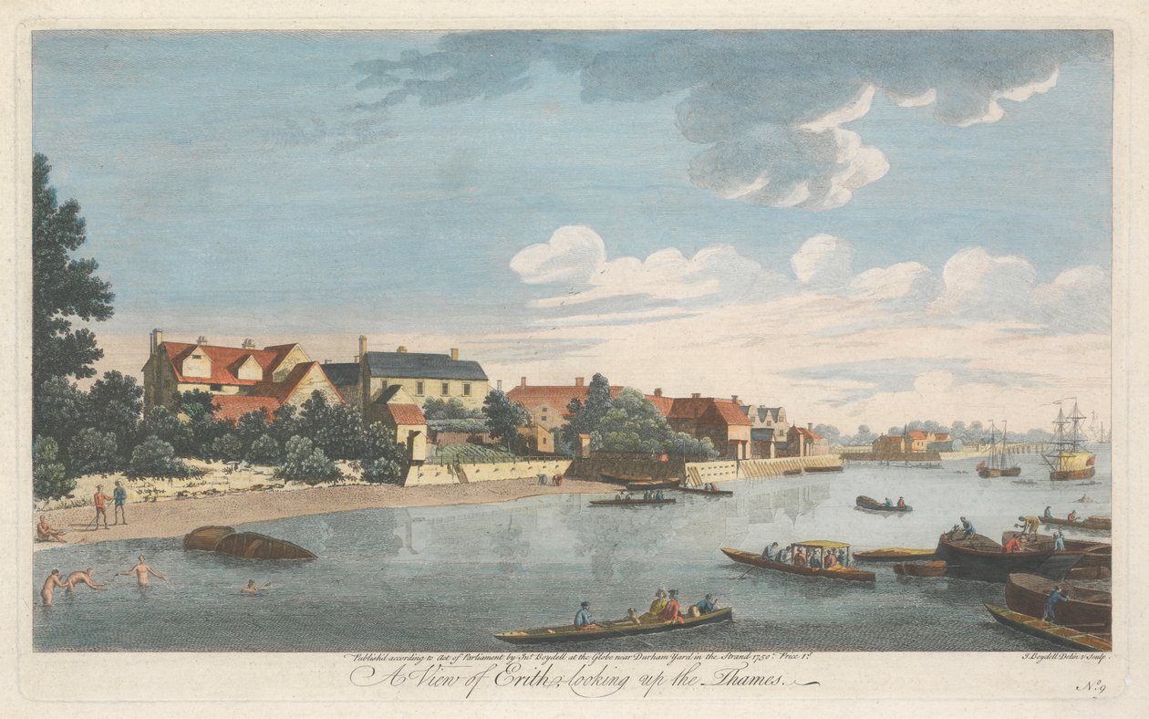 A View of Erith, Looking Up the Thames de John Boydell