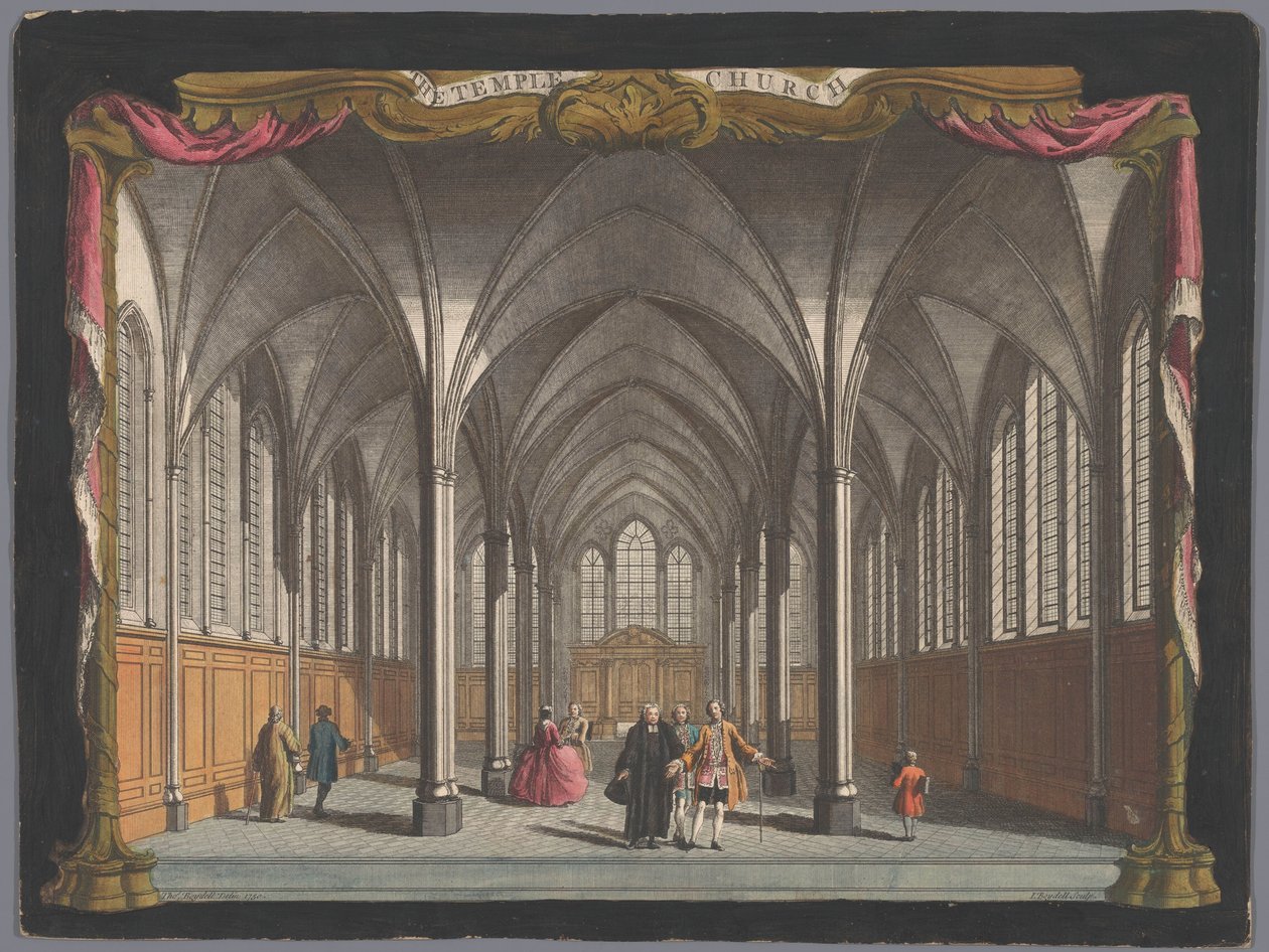 Vista do interior da Igreja do Templo em Londres de John Boydell