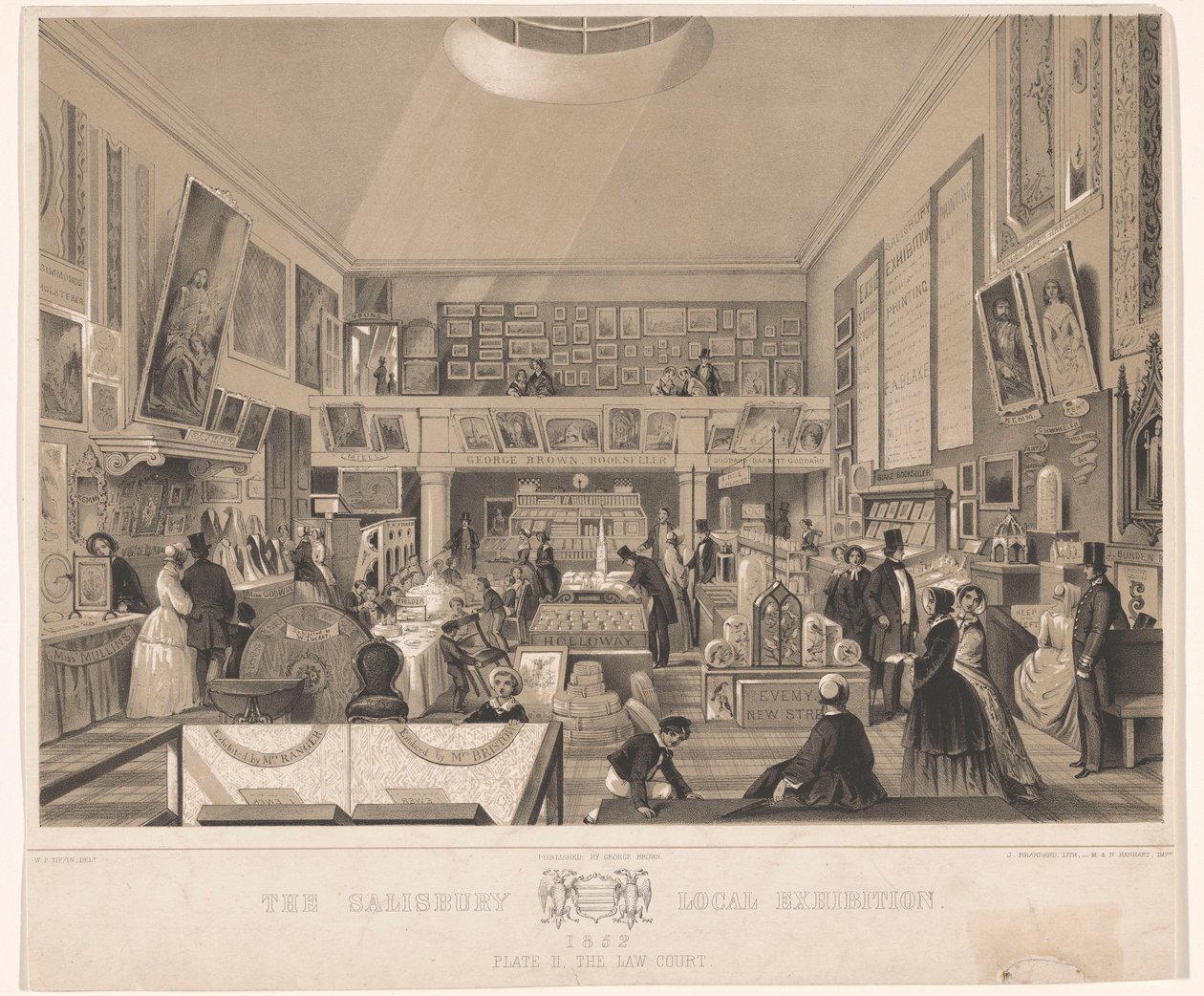 Interieur van de Law Court tijdens de Salisbury Local Exhibition, 1852 A Exposição Local de Salisbury 1852. Placa II, o Tribunal de Justiça (título no objeto) de John Brandard