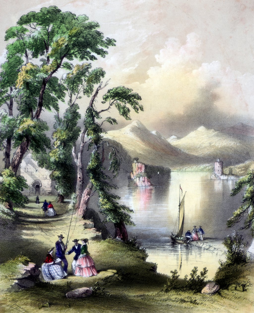O lago de Killarney com as ruínas da abadia de Innisfallen, Irlanda, século XIX. de John Brandard