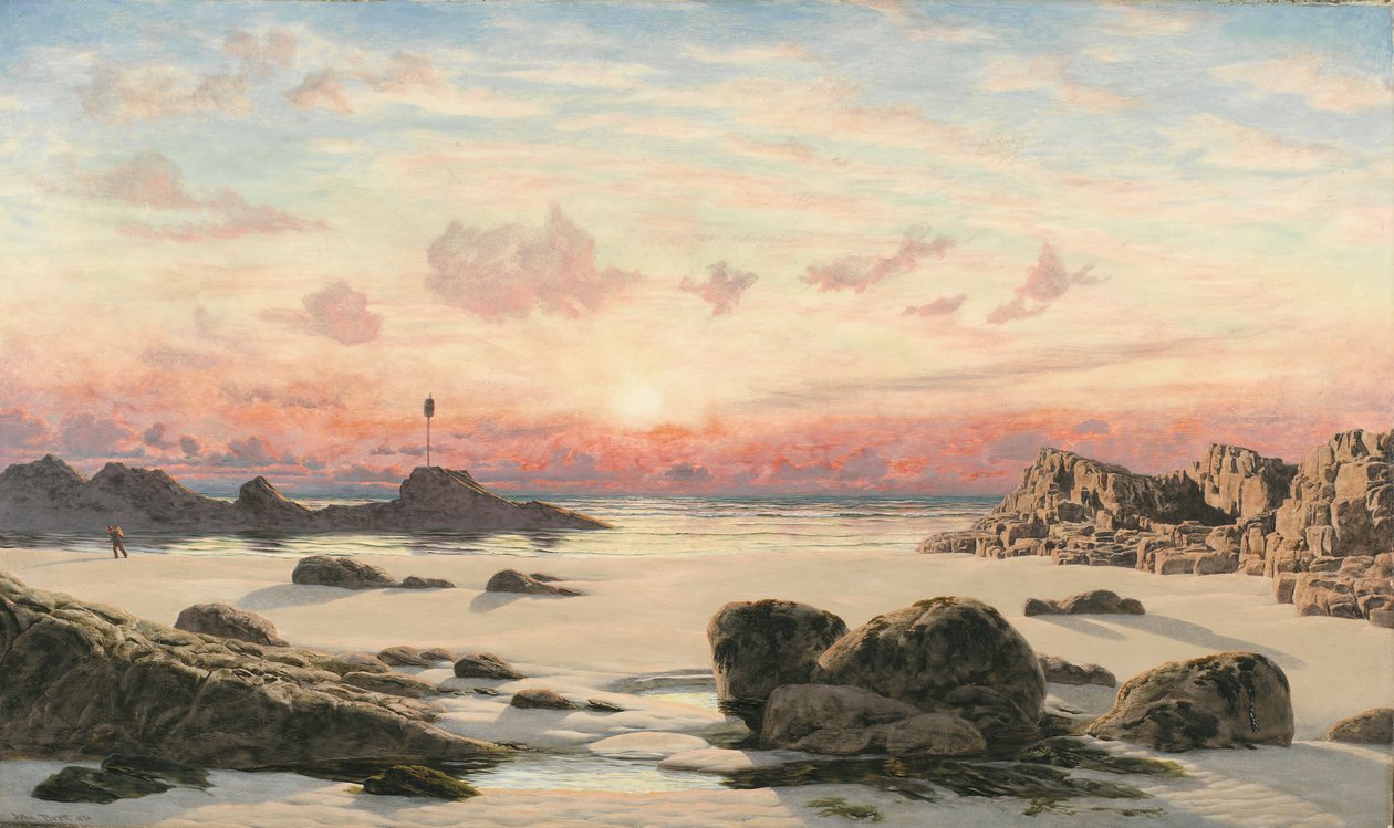 Bude Sands ao pôr do sol, 1874 de John Brett
