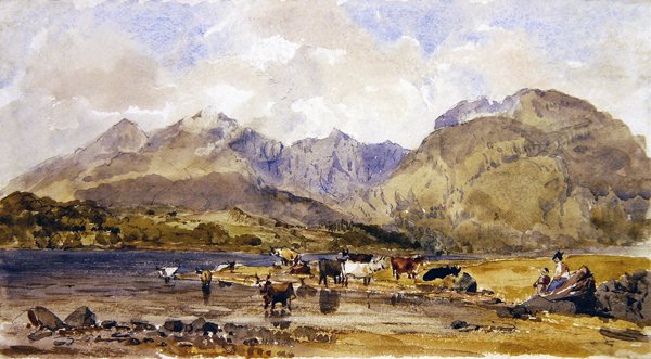 Loch Awe, Escócia (aguarela sobre papel) de John Brett