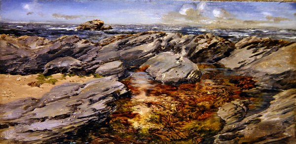 Rochas na Floresta (óleo sobre tela) de John Brett