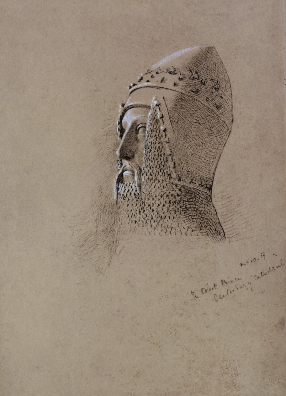 O Príncipe Negro (1330-76), 13 de dezembro de 1859 (caneta e tinta no papel) de John Brett