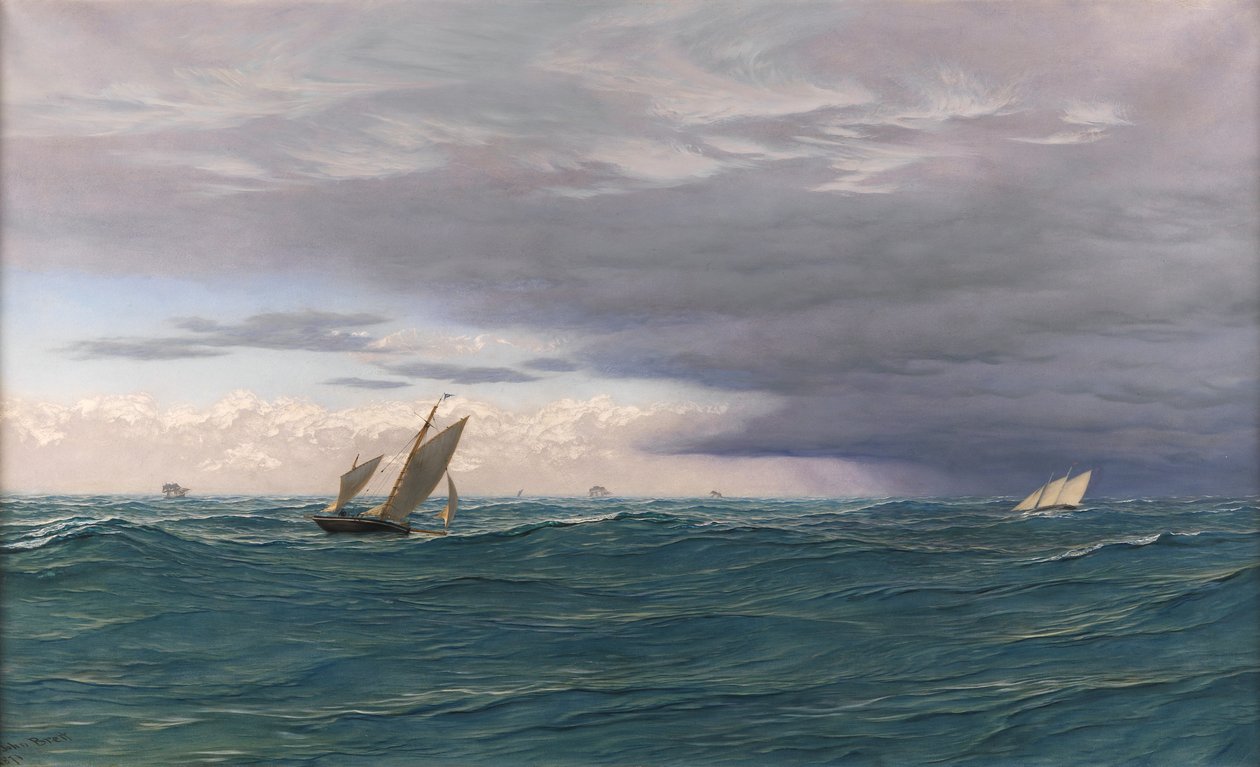 Iates em um mar, Mediterrâneo, 1871 de John Brett