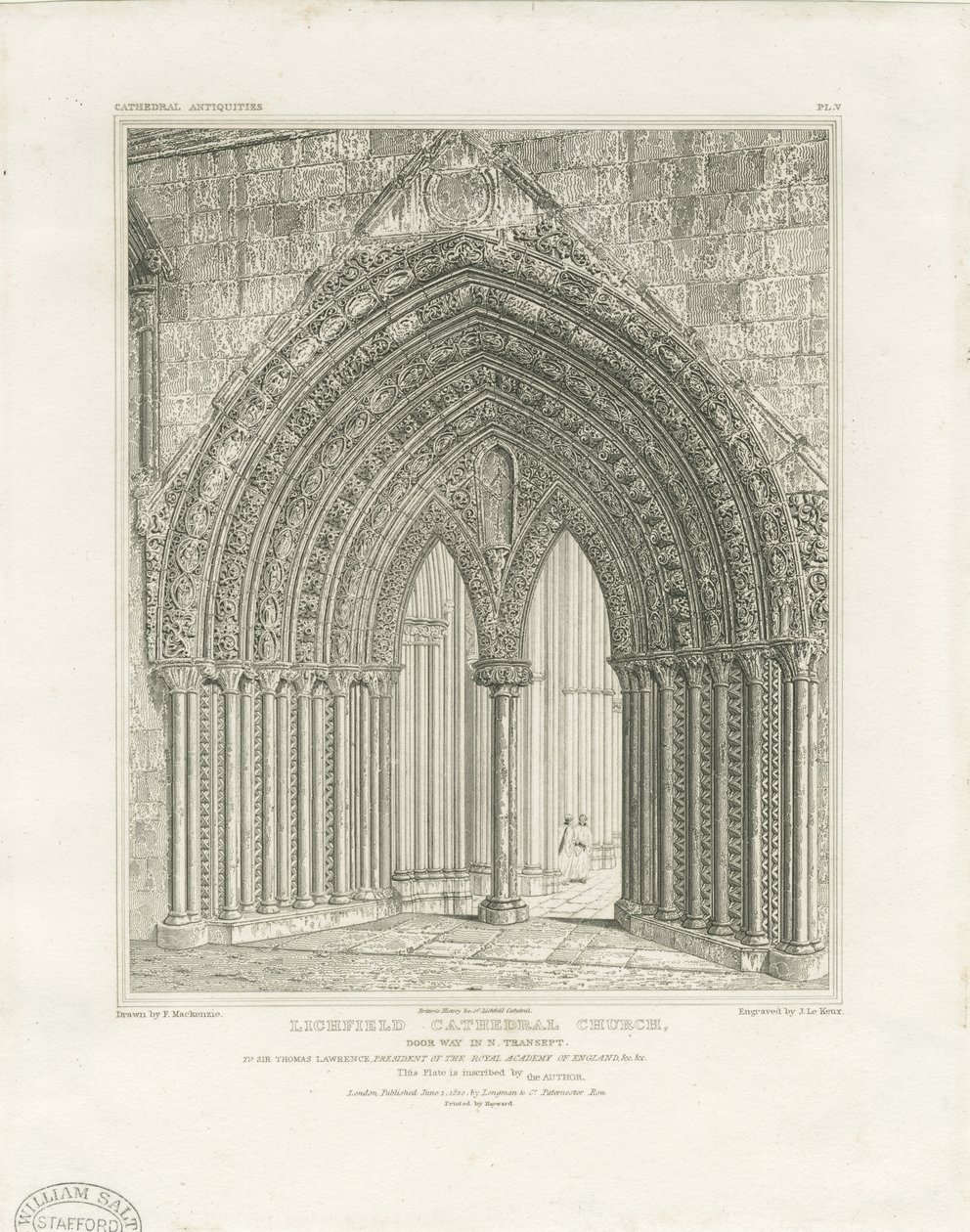 Catedral de Lichfield - Porta Transeta Norte: gravura, nd [c 1820] (imprimir) de John Britton