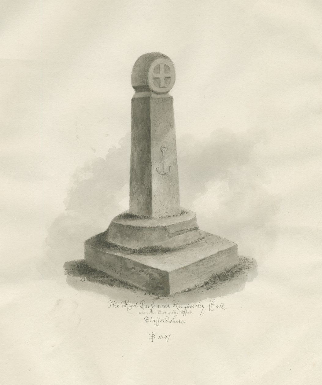 Biddulph - "Cruz Vermelha": desenho sépia, 1847 de John Buckler