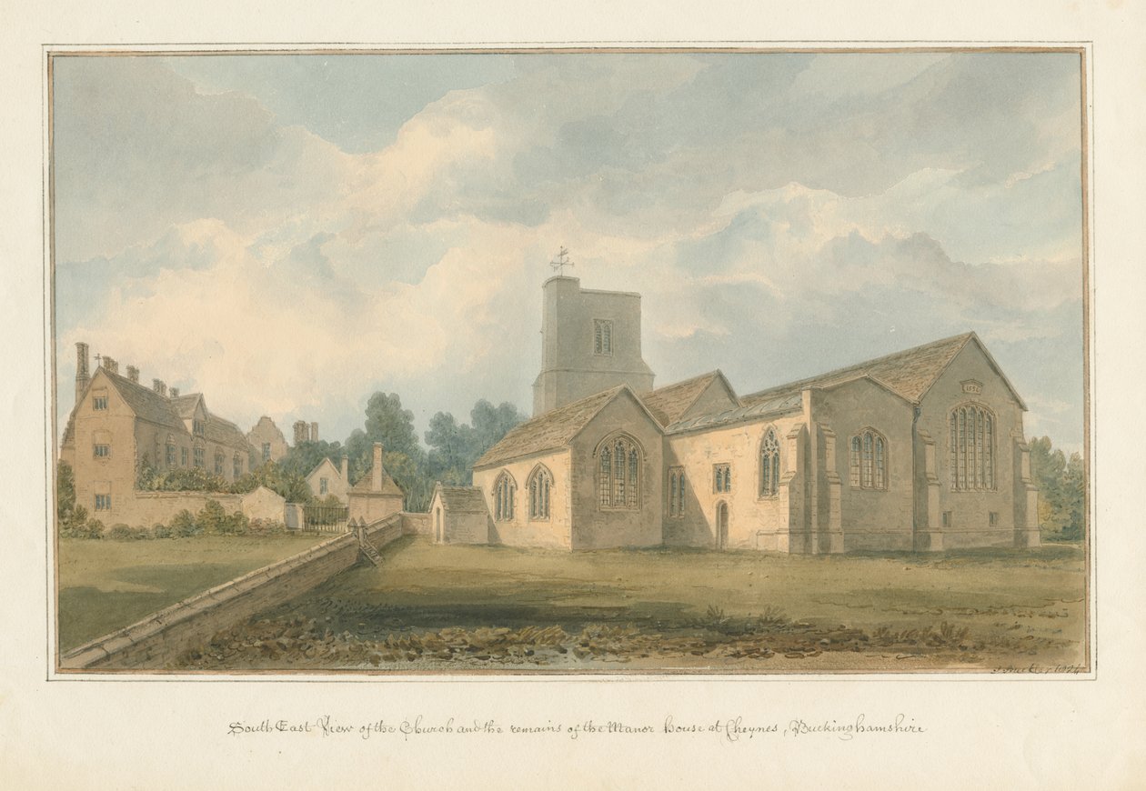 Buckinghamshire - igreja de Chenies e restos da casa senhorial, 1824 de John Buckler