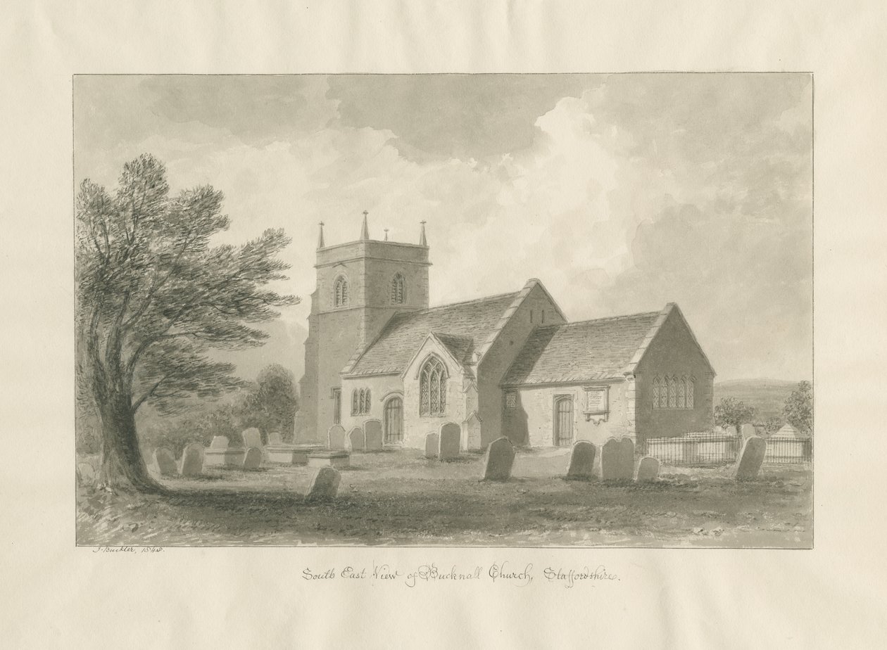 Igreja de Bucknall: desenho em sépia de John Buckler