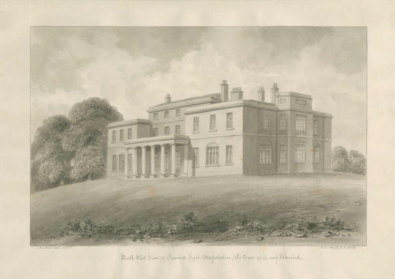 Canwell Hall: desenho sépia de John Buckler