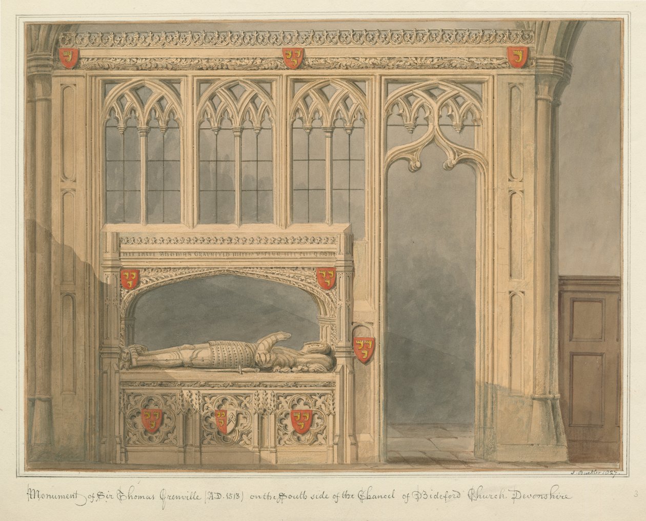 Devonshire - Igreja Bideford - Monumento de Sir Thomas Grenville de John Buckler