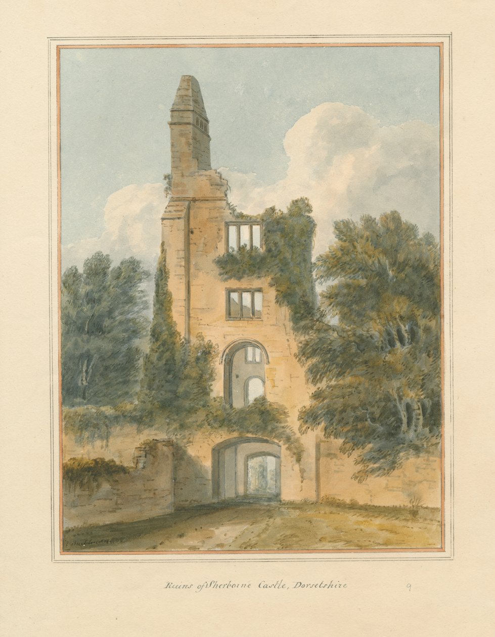 Dorset - Sherborne - Ruínas do Castelo, 1802 de John Buckler