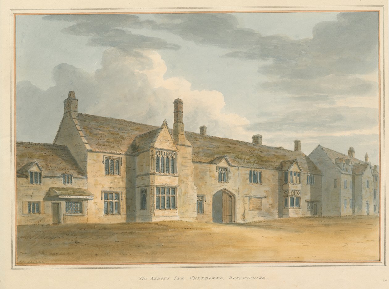 Dorset - Sherborne - a pensão do abade, 1802 de John Buckler