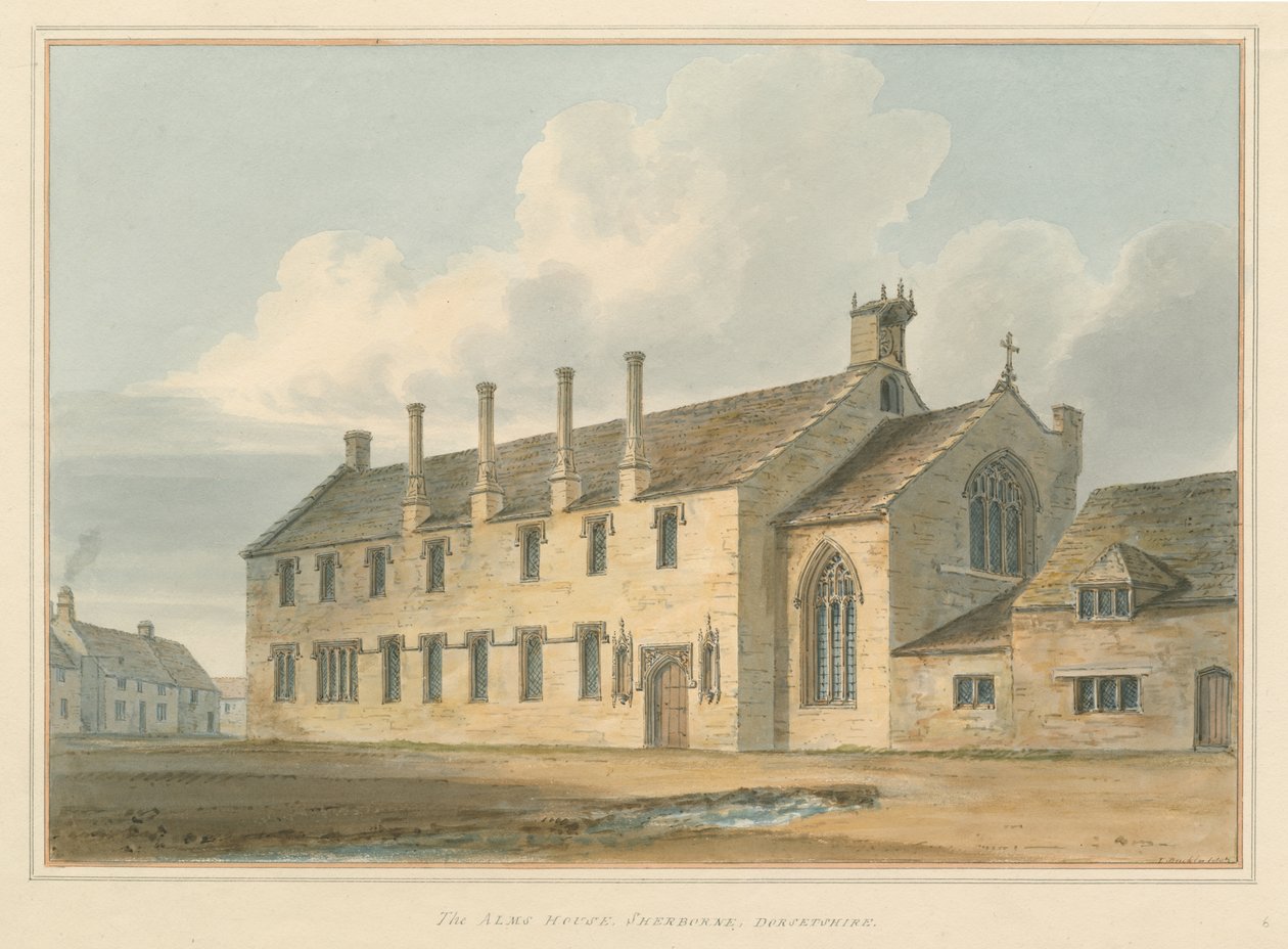 Dorset - Sherborne - a casa da esmola, 1802 de John Buckler