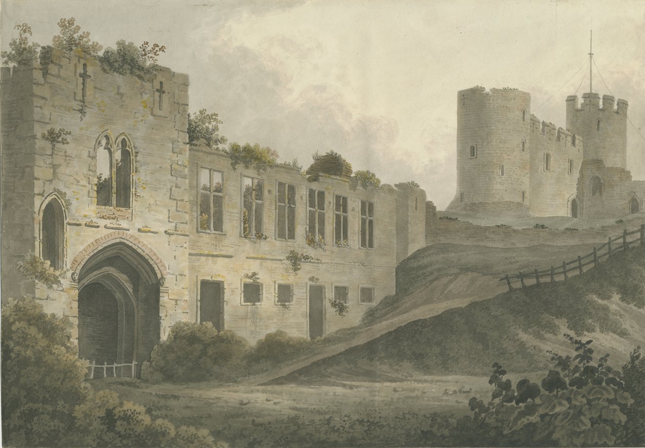 Castelo Dudley - The Keep: pintura a aquarela, sd [c 1820] de John Buckler