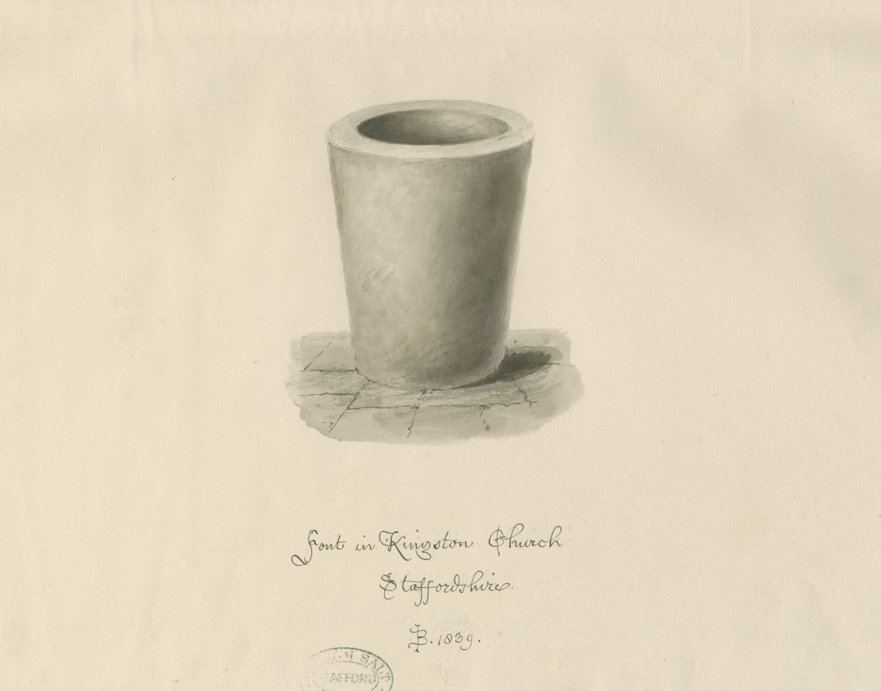 Fonte na Igreja Kingstone: desenho em sépia, 1839 de John Buckler
