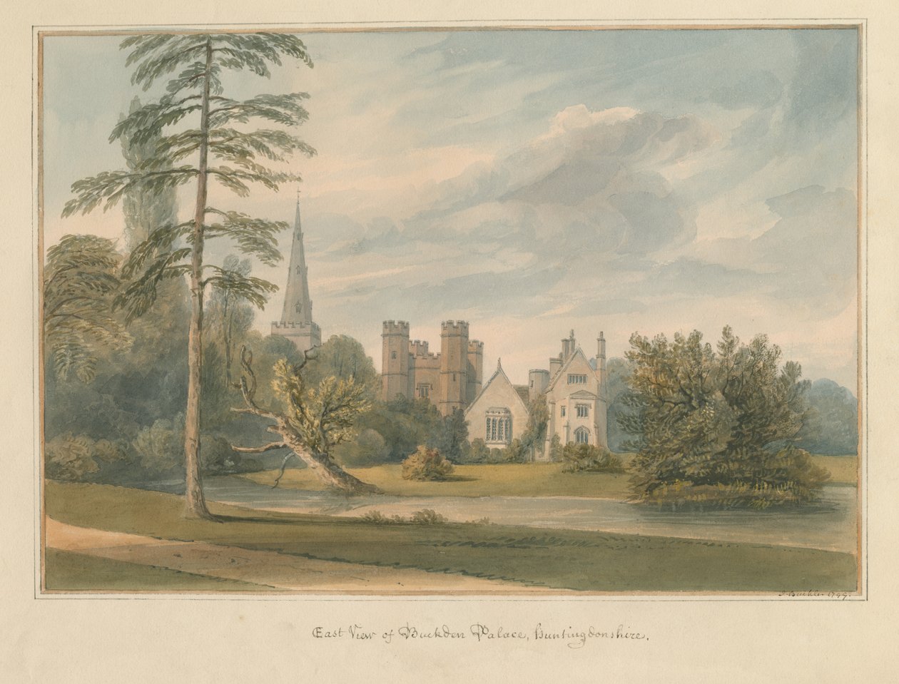 Huntingdonshire - Palácio de Buckden, 1799 de John Buckler