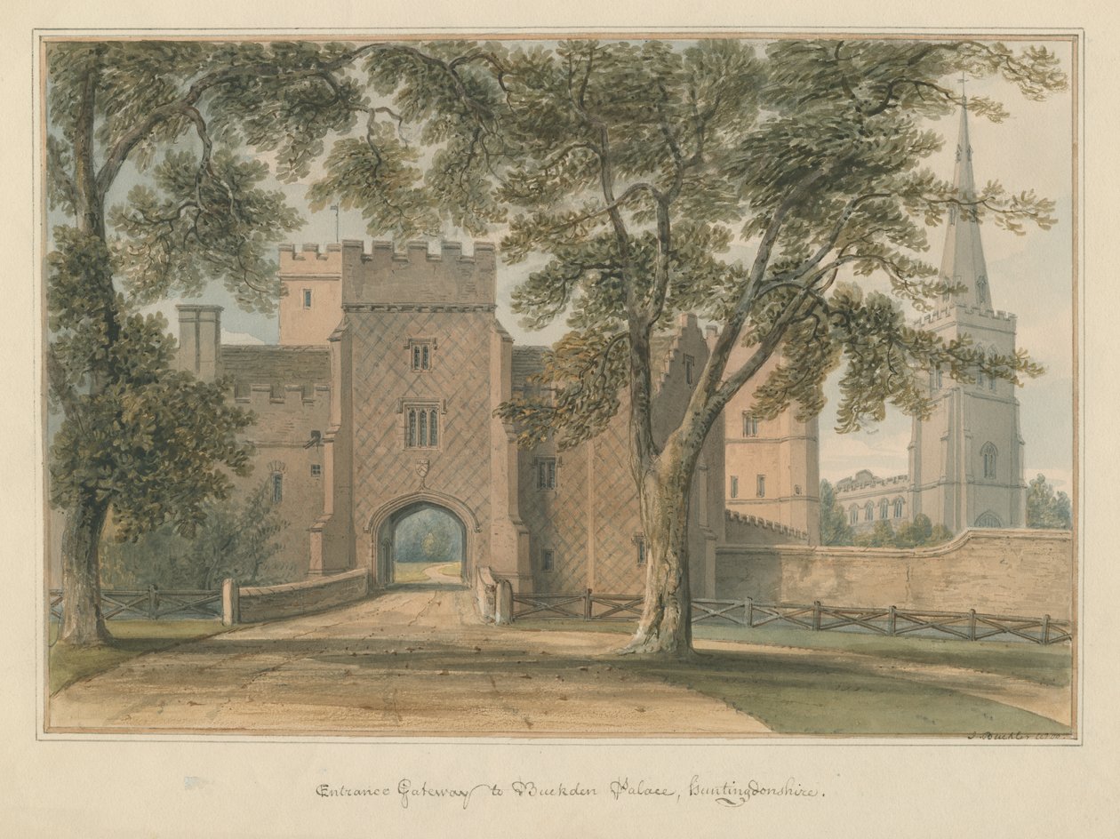 Huntingdonshire - Palácio de Buckden, 1800 de John Buckler