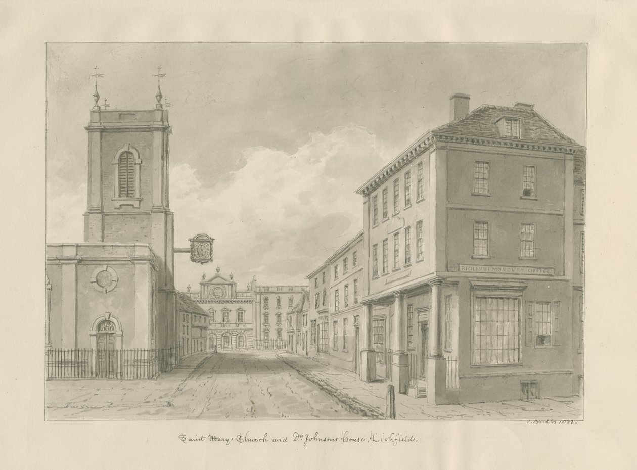 Lichfield - Igreja de Santa Maria: desenho em sépia, 1833 de John Buckler