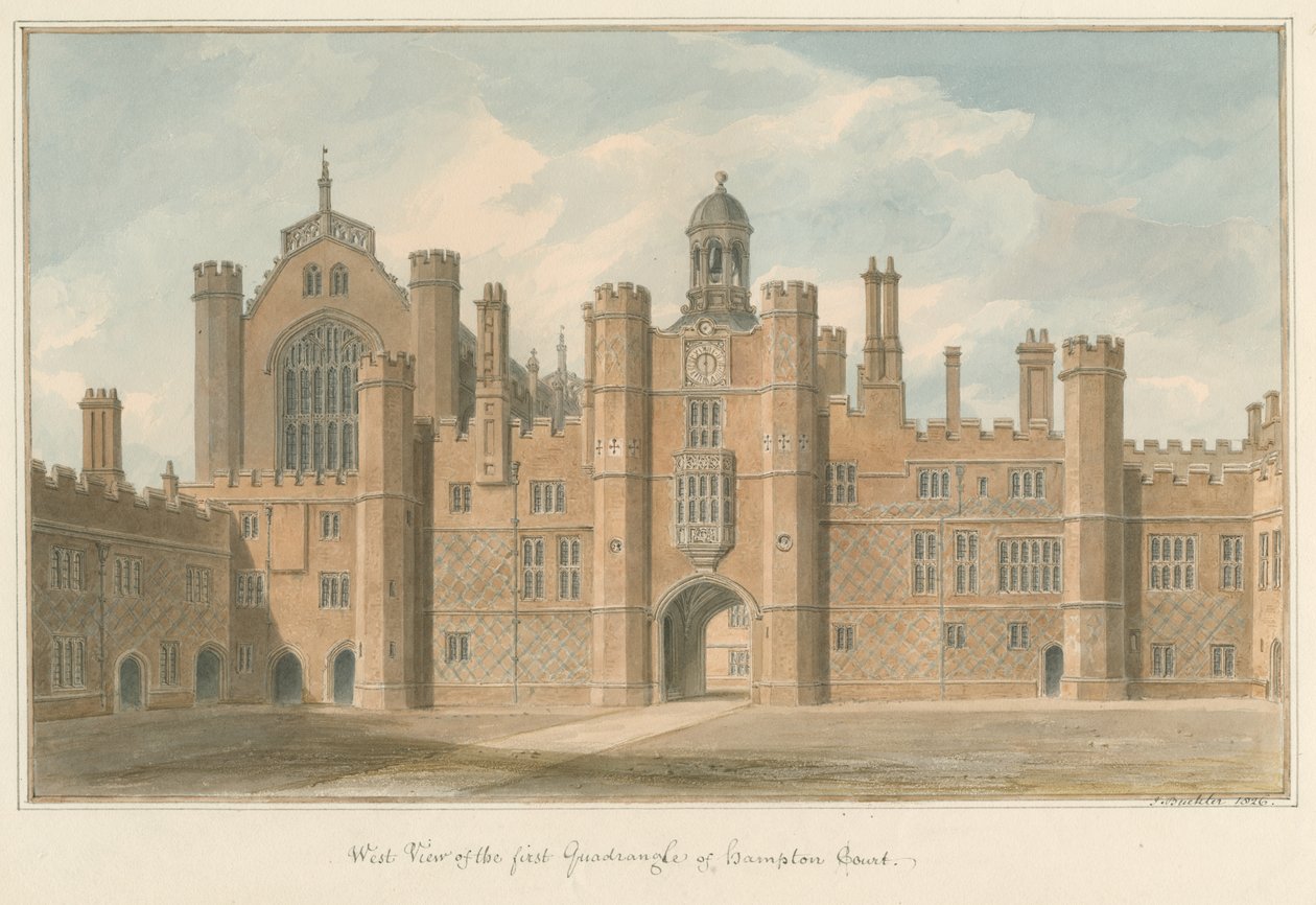 Middlesex - Hampton Court - primeiro quadrilátero, 1826 de John Buckler