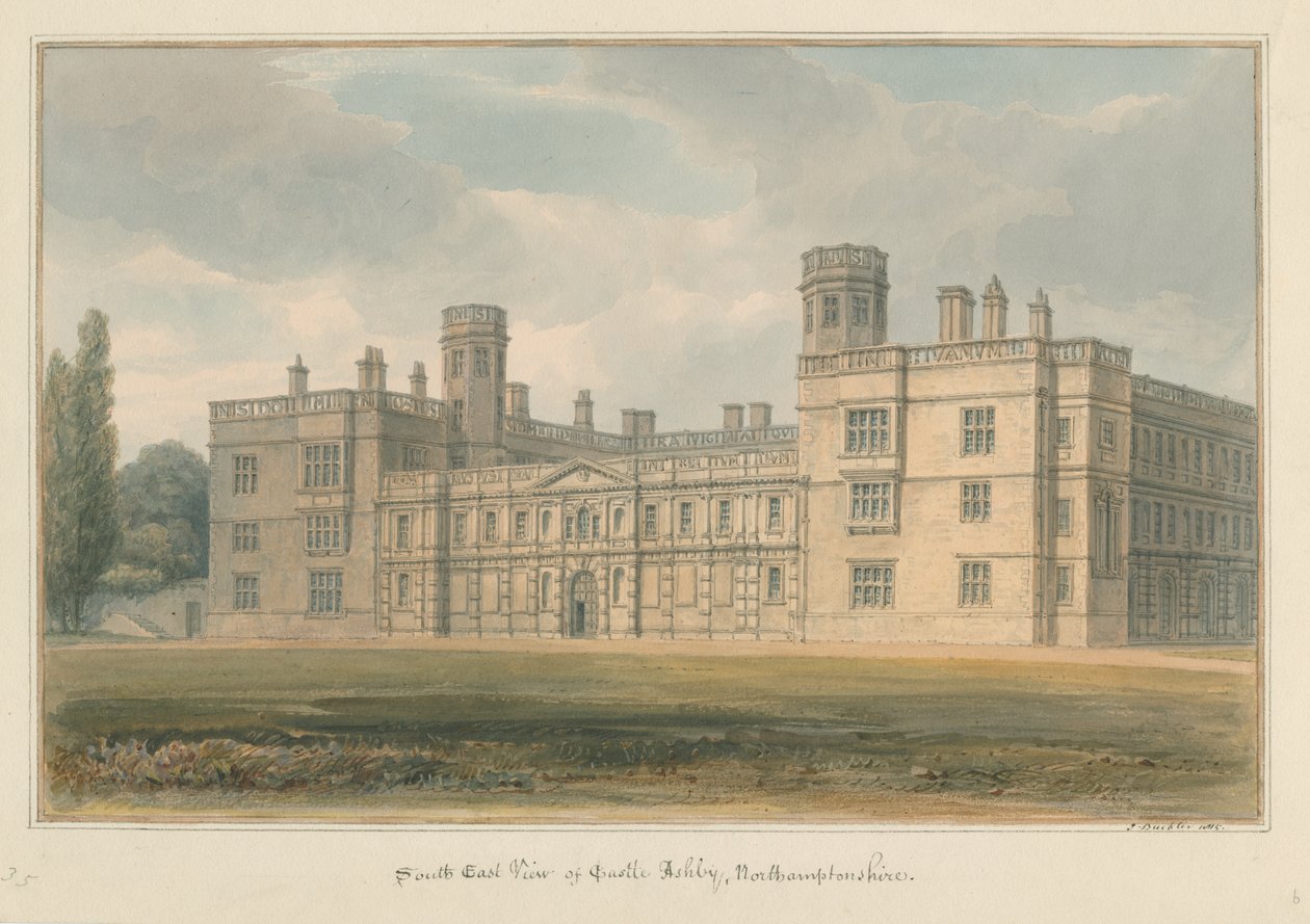 Northamptonshire - castelo Ashby, 1815 de John Buckler
