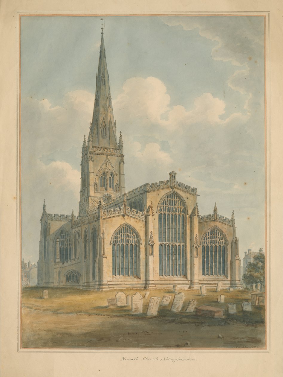 Nottinghamshire - Igreja de Newark, 1802 de John Buckler