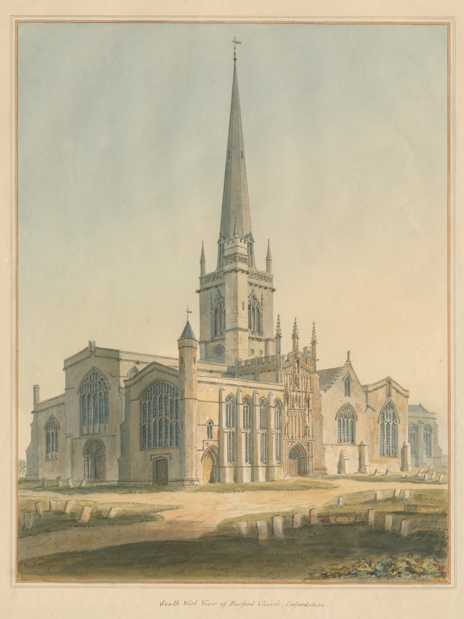 Oxfordshire - Igreja de Burford, 1802 de John Buckler