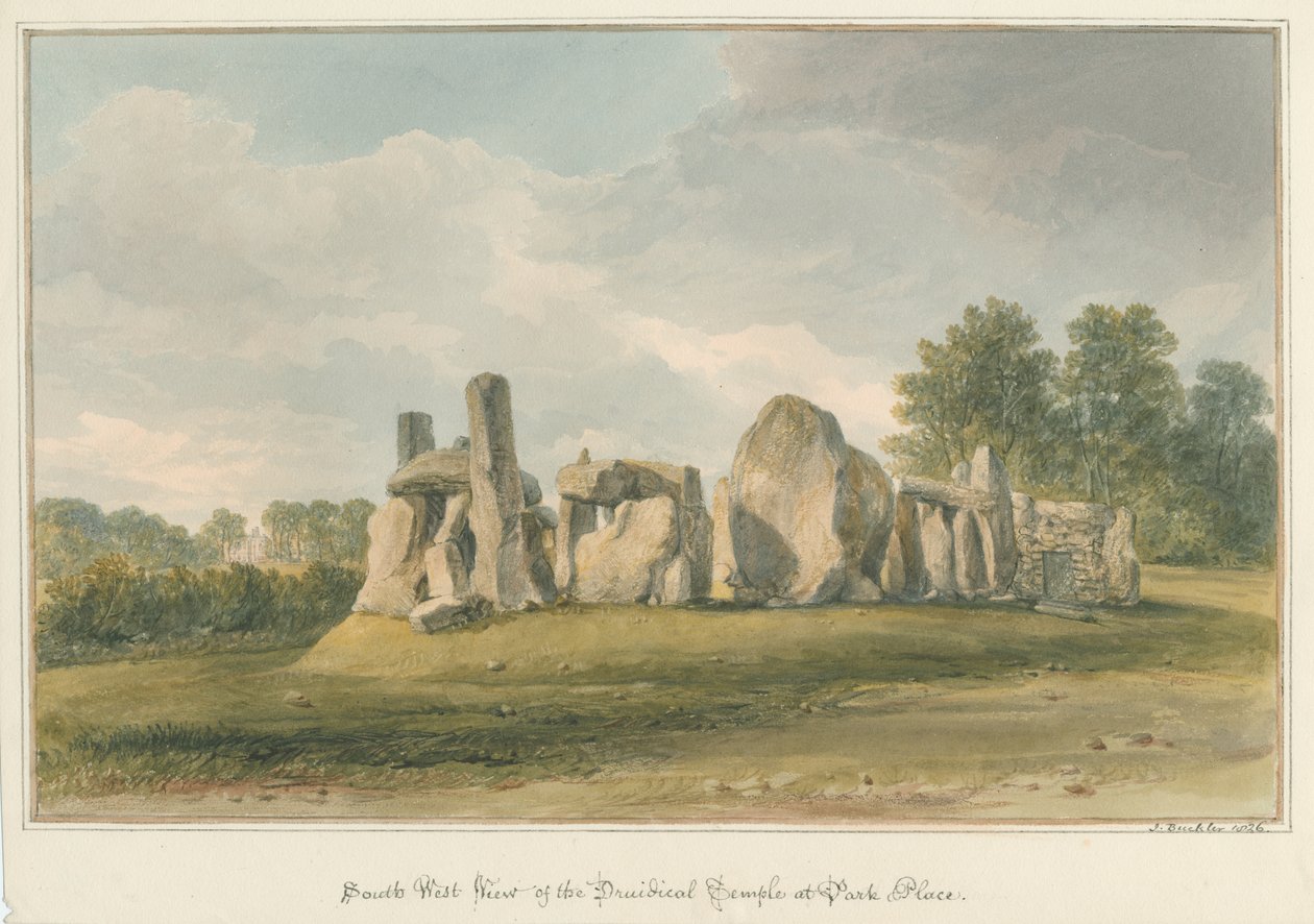 Oxfordshire - Henley upon Thames - Templo druídico em Park Place, 1826 de John Buckler