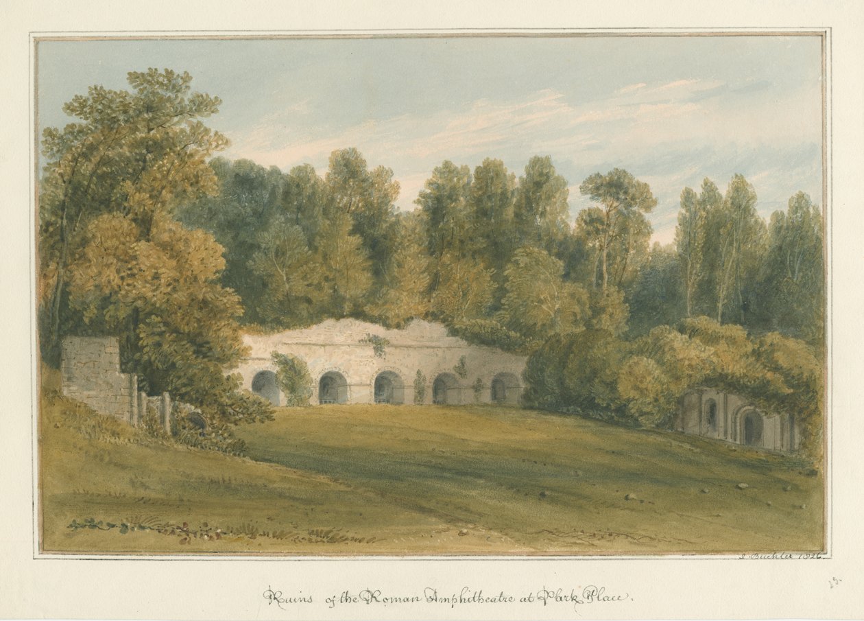 Oxfordshire - Henley upon Thames - Anfiteatro Romano em Park Place, 1826 de John Buckler